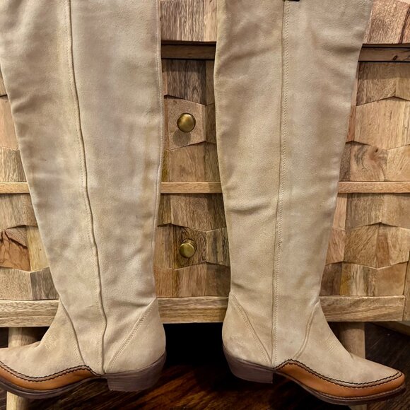 Free People Sterling Western Tall Boots | Tan Suede | Size 37 / US 7 - Picture 16 of 16